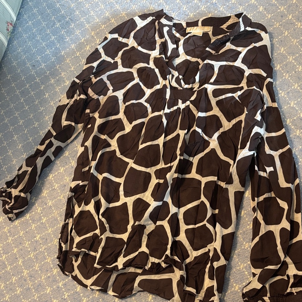Michael Kors Brown and Cream Tunic Sz L